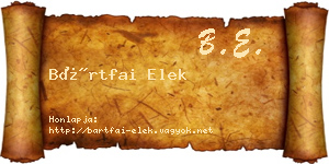 Bártfai Elek névjegykártya