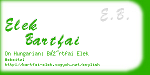 elek bartfai business card